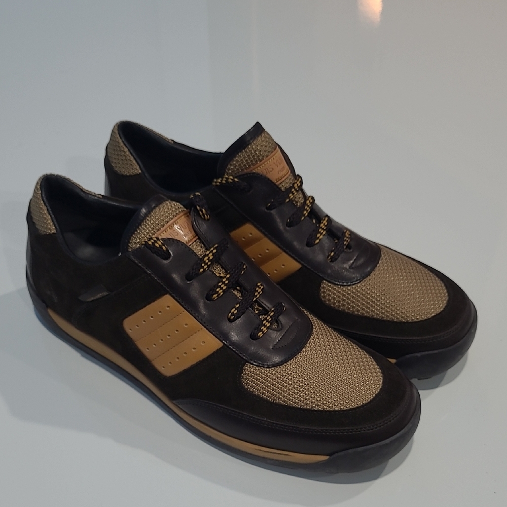 Louis Vuitton Paris Brown and Tan Sneakers 39.5 Louis Vuitton Dark Brown/ Beige